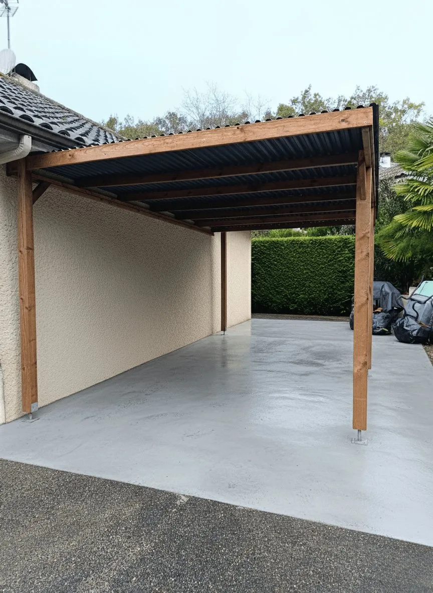 Carport en bois réalisé par SR Aménagement