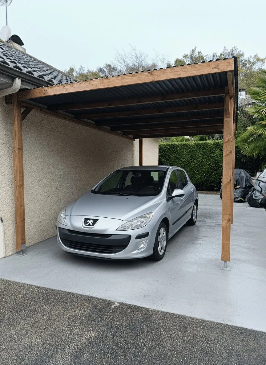 Carport en bois réalisé par SR Aménagement